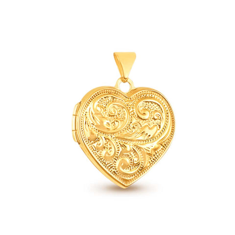 9ct Yellow Gold Engraved Heart Locket