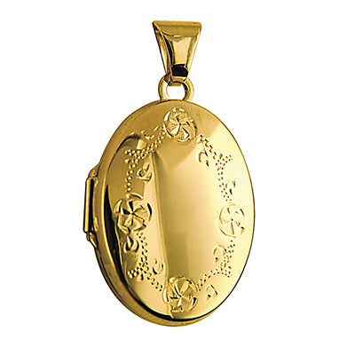 9ct Yellow Gold Oval Locket With Floral Border