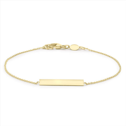 9ct Yellow Gold Solid ID Bar Bracelet