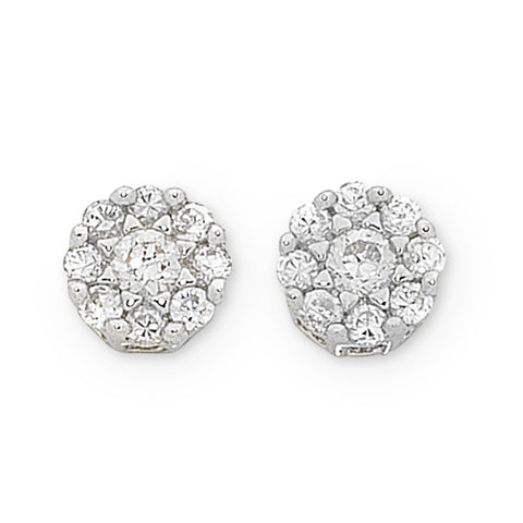 9ct White Gold 20pt Diamond Cluster Studs