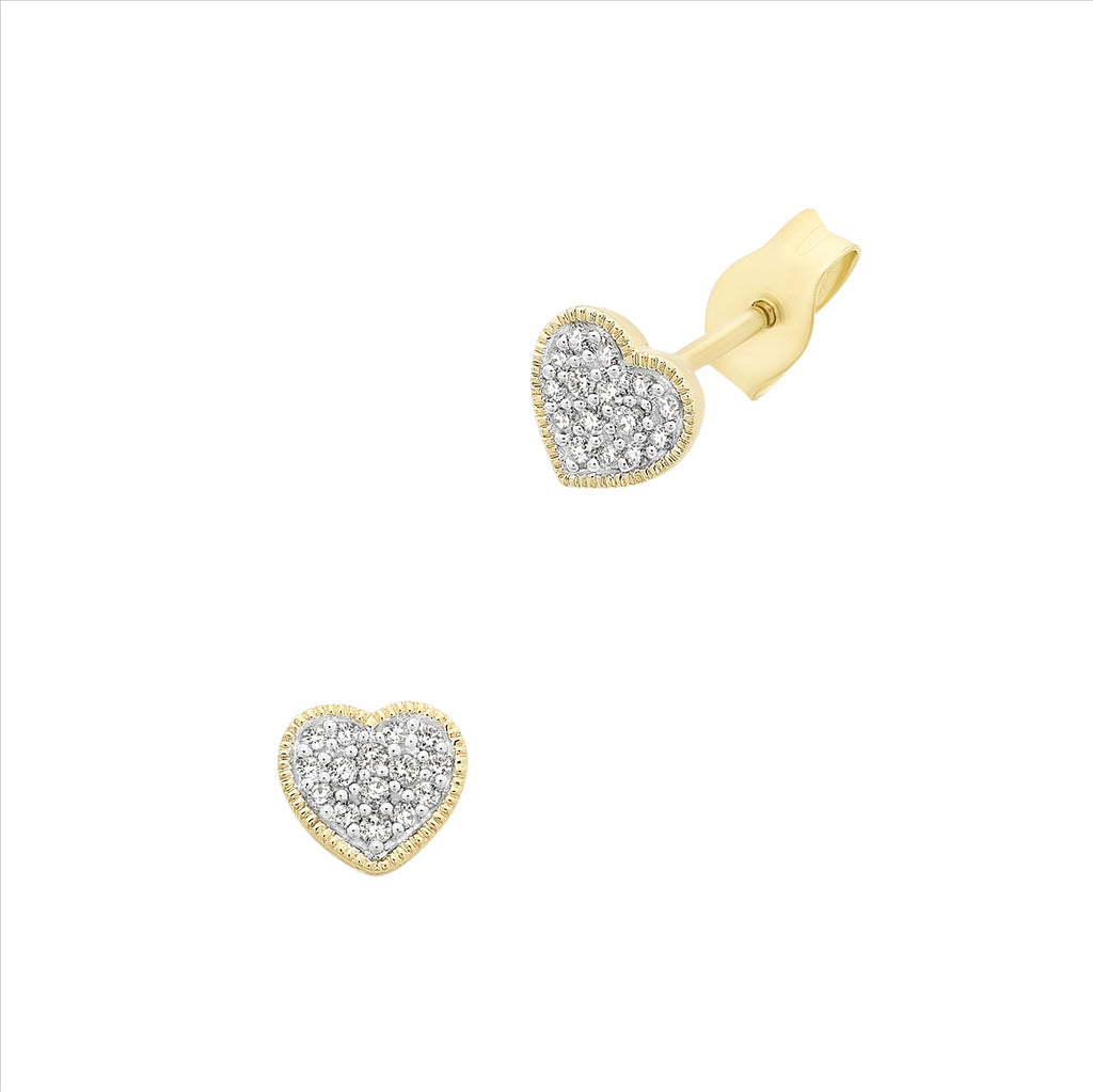9ct Heart Shape Diamond Set Earrings