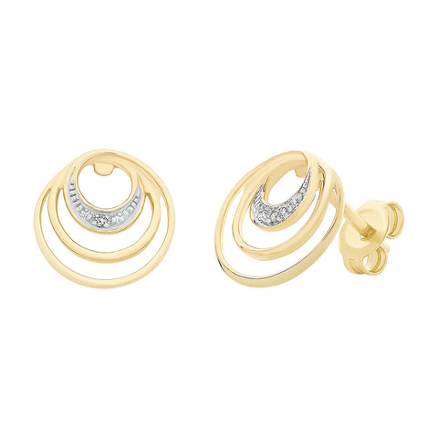 9ct Yellow Gold Circle Diamond Studs