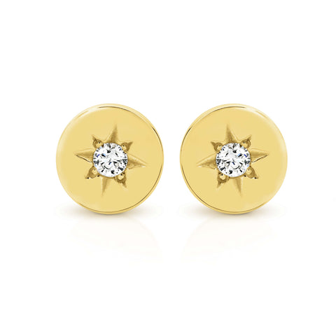 9ct Yellow Gold Round Diamond Set Studs