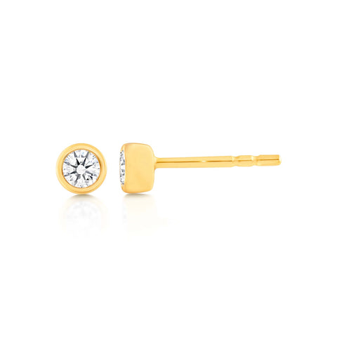 9ct Yellow Gold Bezel Set Diamond Studs