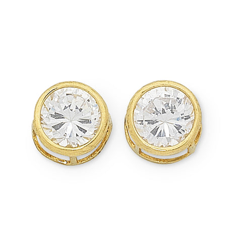 9ct Yellow Gold Bezel Set Cubic Zirconia Studs