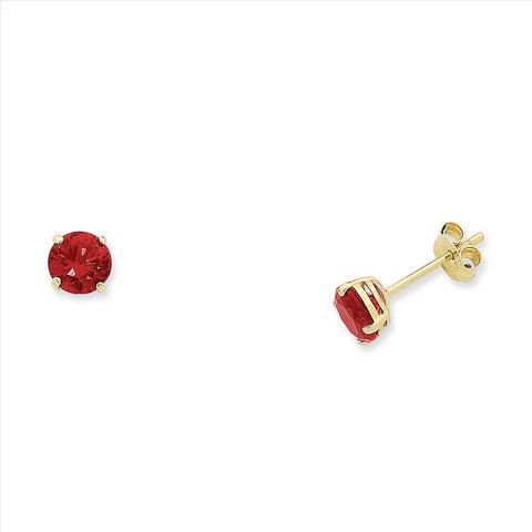 9ct Yellow Gold Natural Ruby Studs