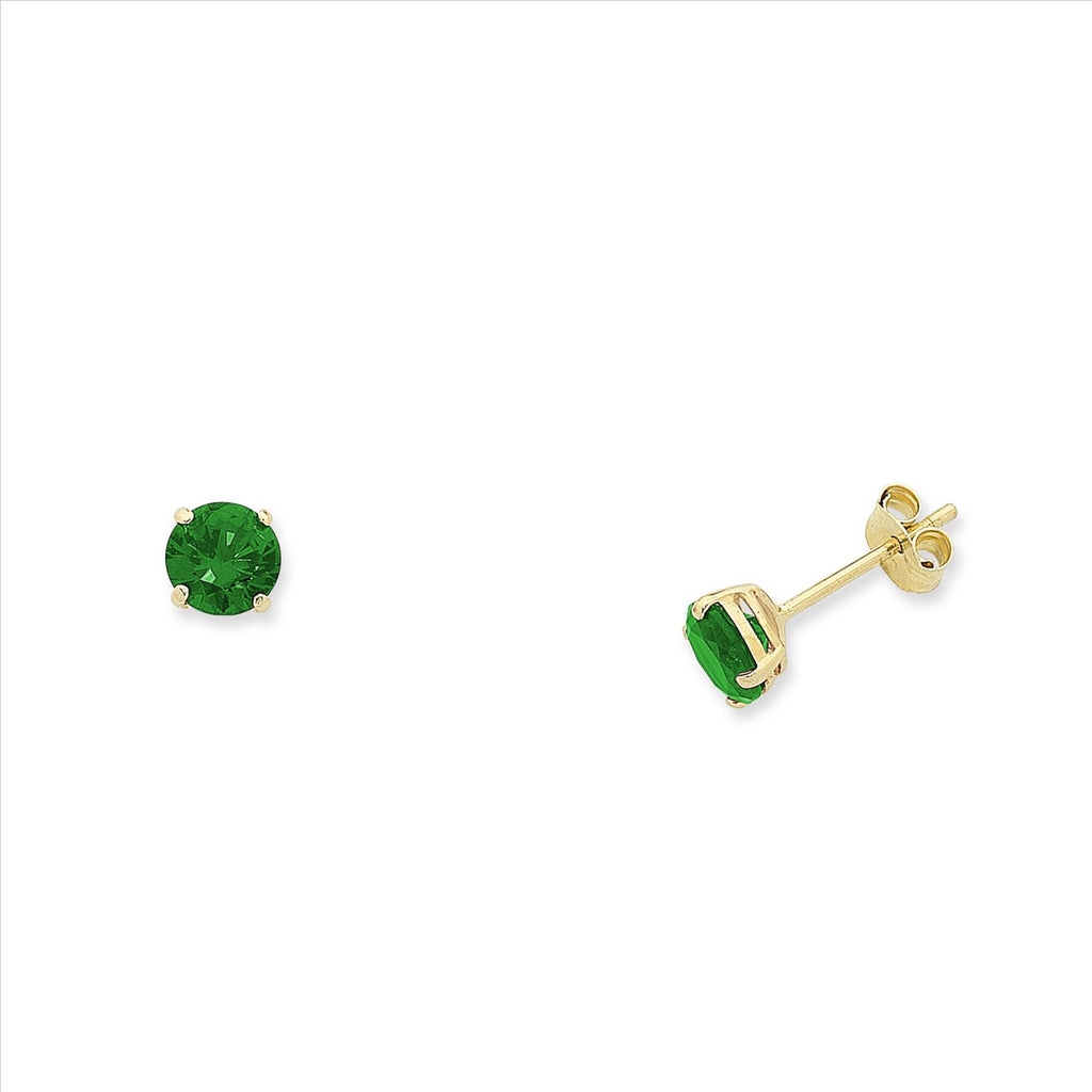 9ct Yellow Gold Nautral Emerald Studs