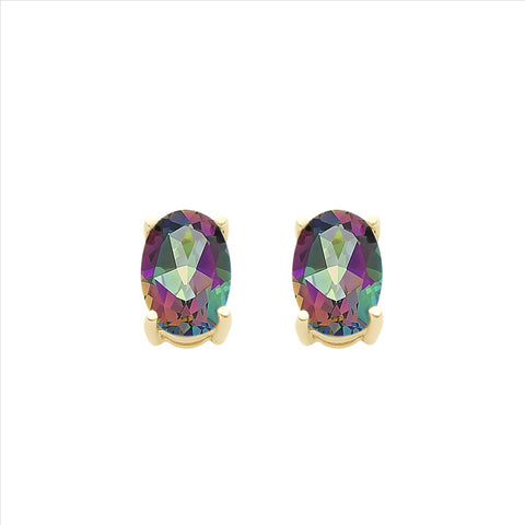 9ct Yellow Gold Mystic Topaz Studs