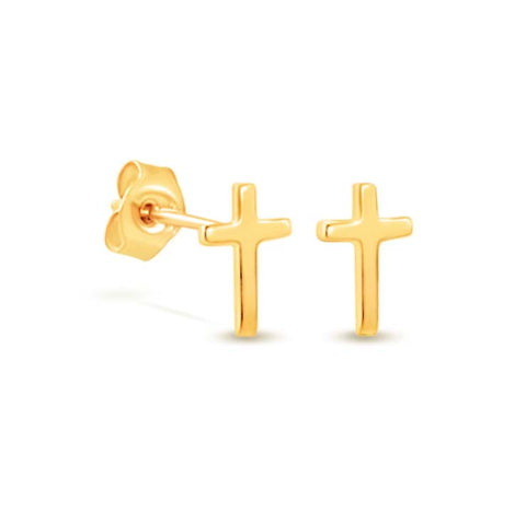 9ct Yellow Gold Cross Studs