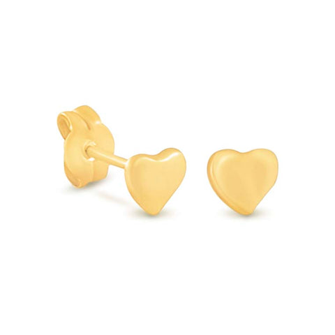 9ct Yellow Gold Heart Studs