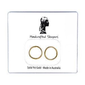 9ct Yellow Gold Solid 8mm Plain Sleepers