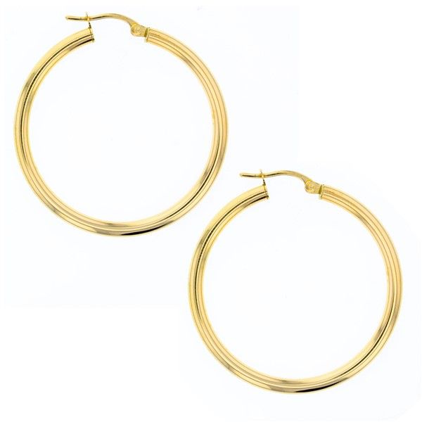 9ct Yellow Gold 30mm Plain Hoop Earrings