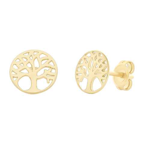 9ct Yellow Gold Tree of Life Studs