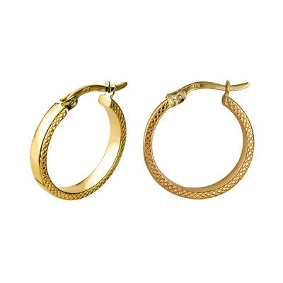 9ct Yellow Gold Small Fancy Hoops