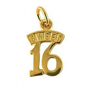 9ct yellow gold sweet "16" charm