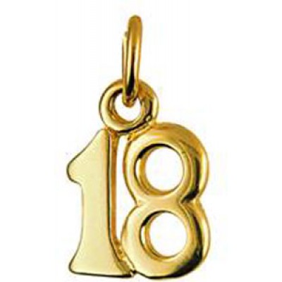 9ct Yellow Gold 18 Charm Pendant