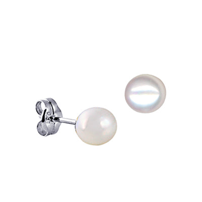 Sterling Silver 6mm Button Pearl Studs