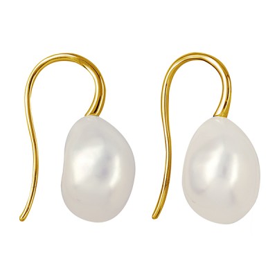 9ct Yellow Gold Baroque Pearl Earwires