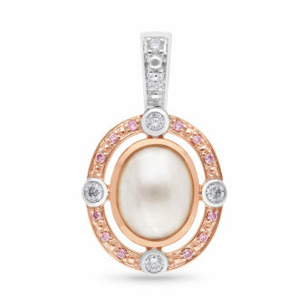 9ct Rose Gold Mabe Pearl and Pink Argyle Diamond Enhancer