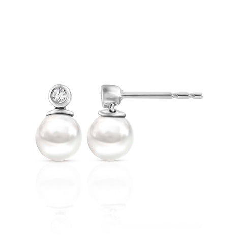 9ct White Gold Pearl and Diamond Studs