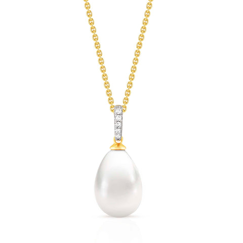 9ct Yellow Gold Pearl and Diamond Pendant