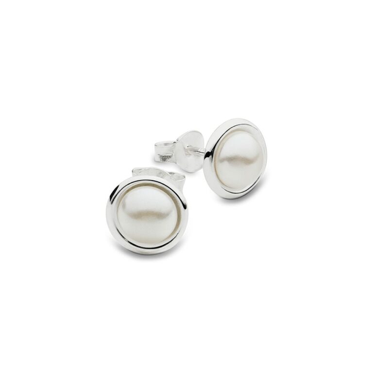 Sterling Silver Half Round Pearl Stud Earring