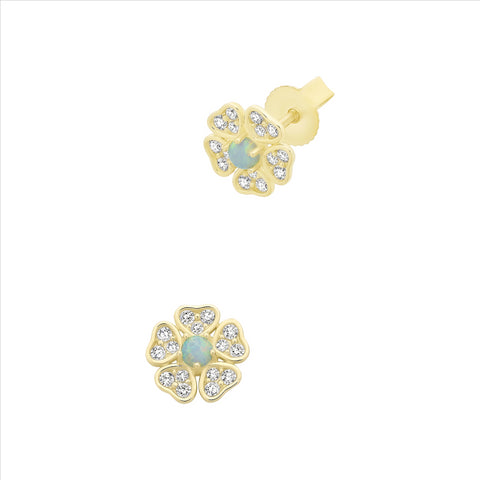 9ct Created Opal & Cubic Zirconia Earrings