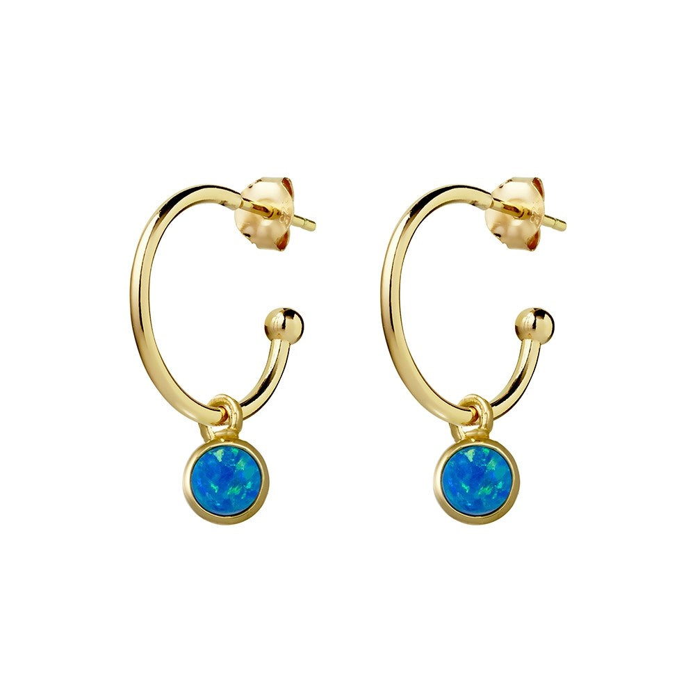 Sterling Silver Gold-Plated Synthetic Opal Earrings