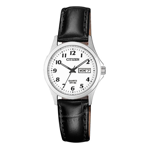 Citizen ladies leather strap watch with day/date