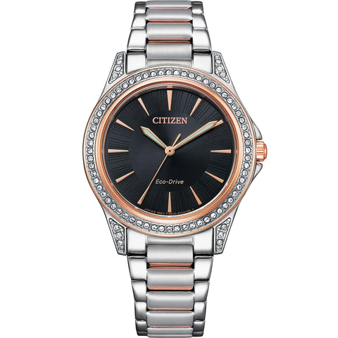 Citizen Ladies 2 Tone Crystal Set Eco-Drive Bracelet Watch