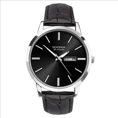 Sekonda Mens Black Strap Watch