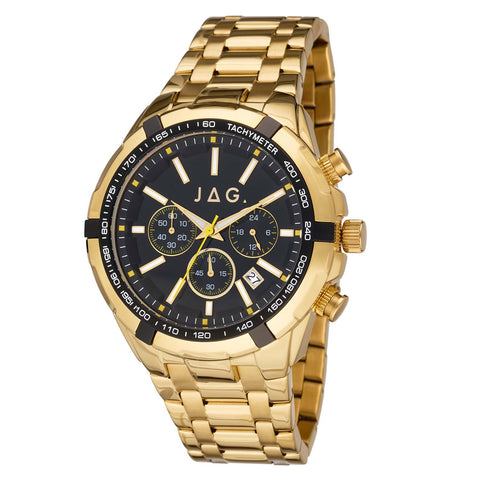 Mens Jag Gold Plated Watch With Chronograph Face