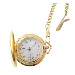 Gold brushed 42mm pocket watch in wooden box