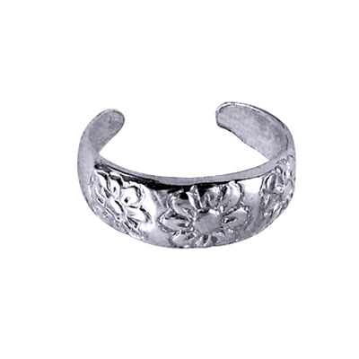 Sterling Silver Flower Pattern Toe Ring