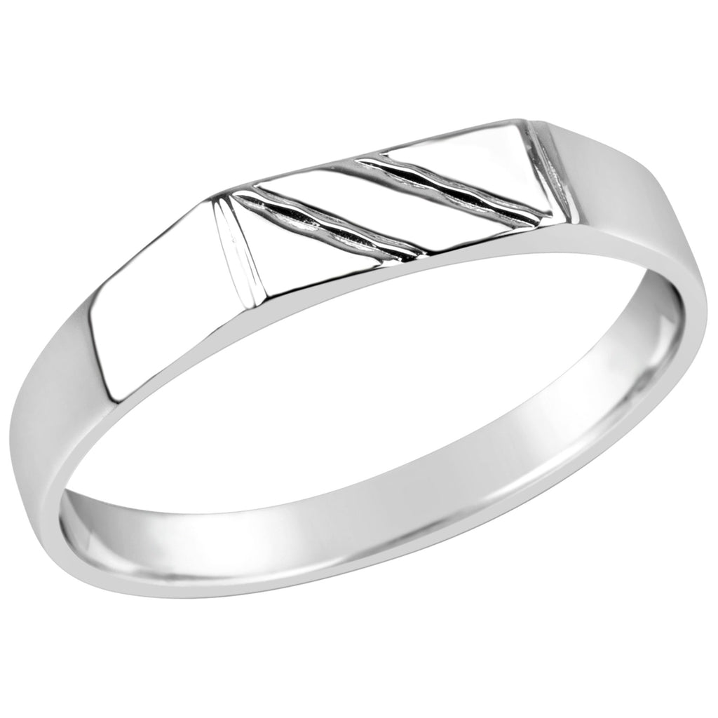 Sterling Silver Gents Striped Top Signet Ring