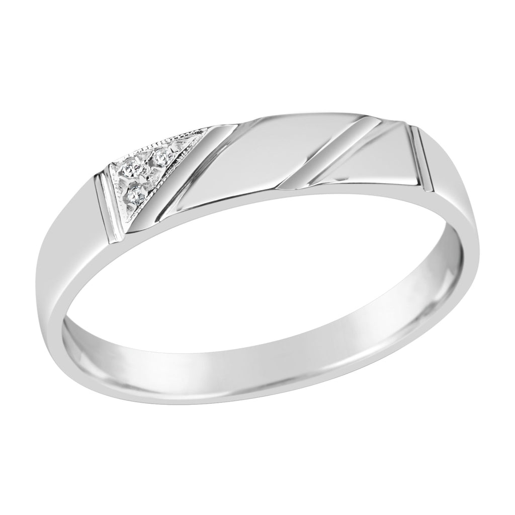 Sterling Silver Gents Diamond Set Signet Ring