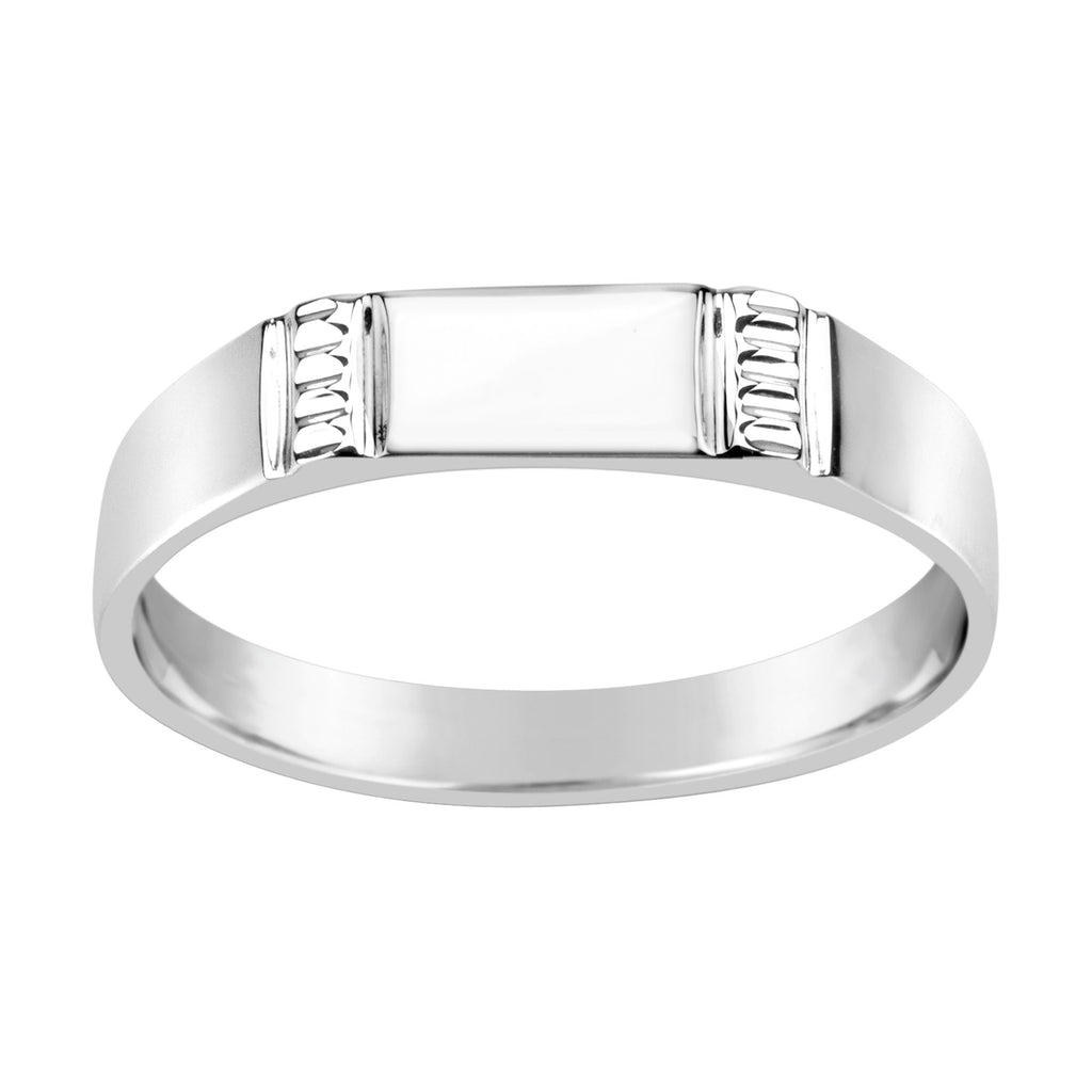 Sterling Silver Gents Engraved Flat Top Signet Ring
