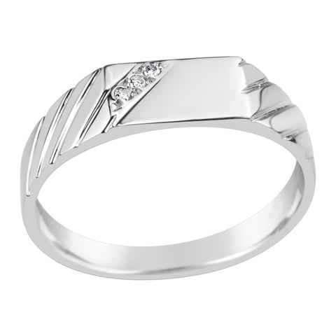 Sterling Silver Gents Diamond Set Ring