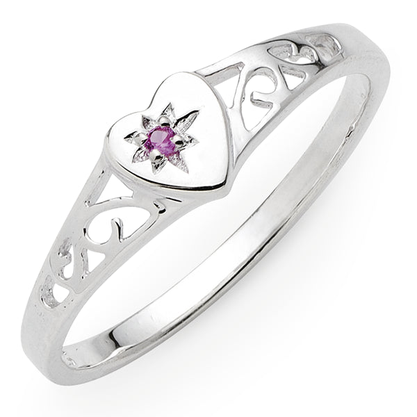 Sterling Silver Created Ruby Filigree Ring