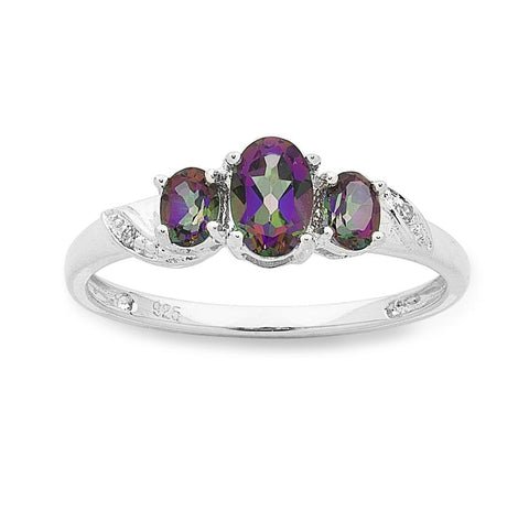 Sterling Silver Mystic Topaz & Diamond Ring