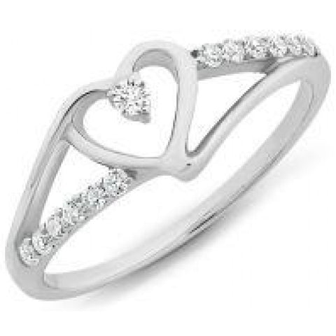 Sterling Silver Cubic Zirconia Heart Ring