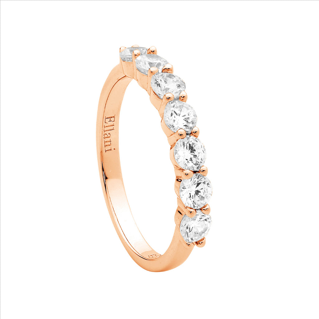 Sterling Silver Rose Gold Cubic Zirconia Ring
