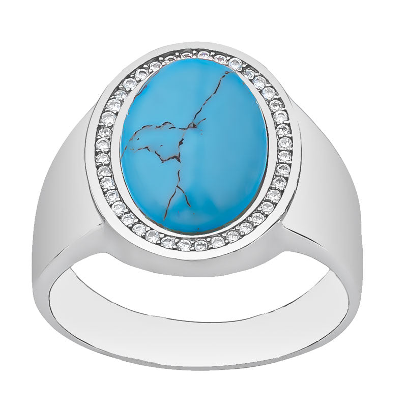 Sterling Silver Turquoise and Zirconia Ring