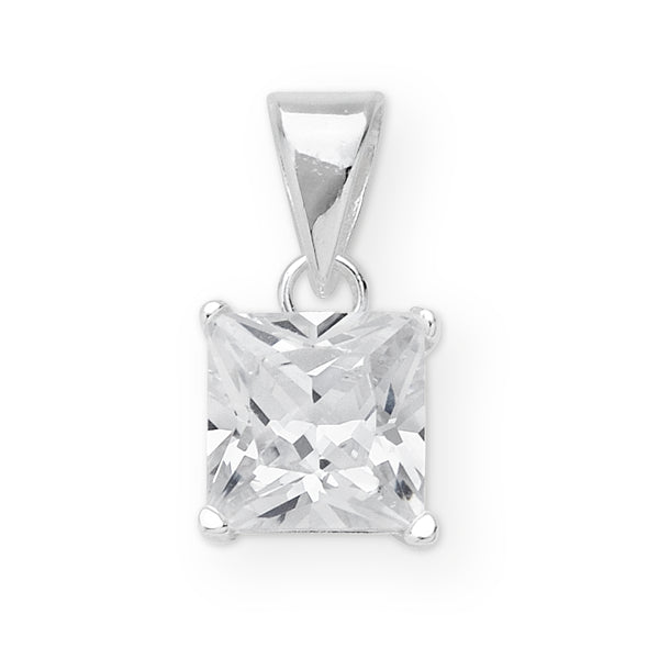 Sterling Silver Square Cubic Zirconia Pendant