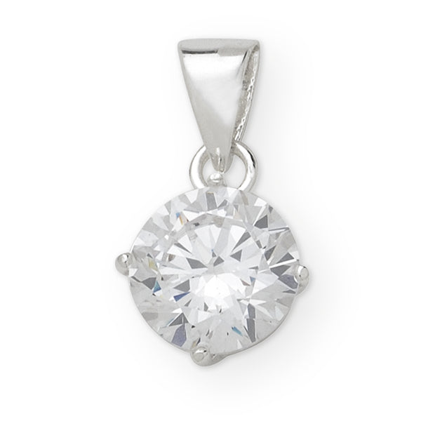 Sterling Silver Cubic Zirconia Solitaire Pendant