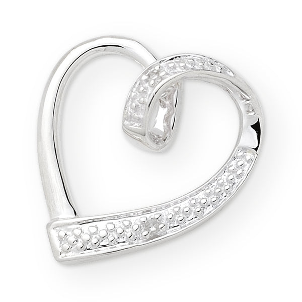 Sterling Silver Diamond Heart Pendant & Chain
