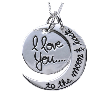 Sterling Silver I Love You To The Moon & Back Pendant