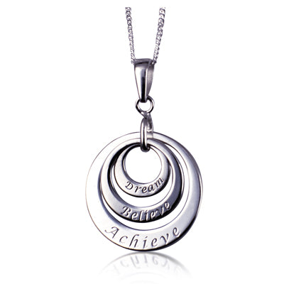 Sterling Silver Dream, Believe, Achieve Pendant