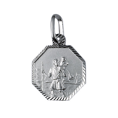 Sterling Silver Octagonal St Christopher With Plated Chain
