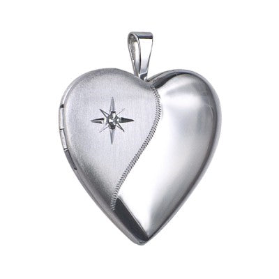 Sterling Silver Half Brushed Diamond Locket